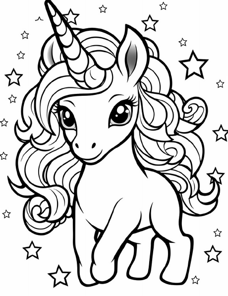 Cut & Paste sample from Unicorns & Kawaii Colouring