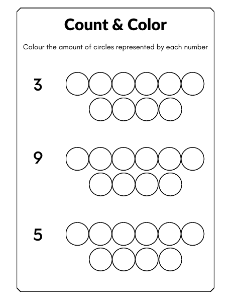 Numbers sample from Pre-Kindergarten Curriculum (Age 3-4 Yrs)