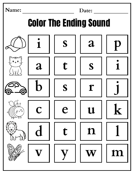 Worksheet sample from 05 Phonics & First Words