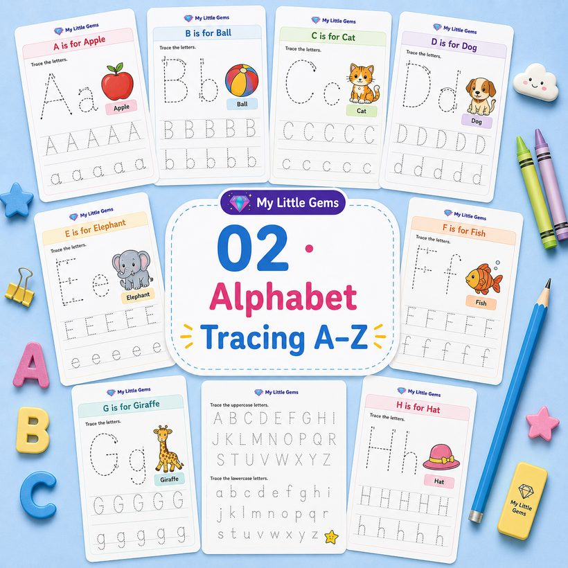 02 Alphabet Tracing A-Z – printable worksheets PDF