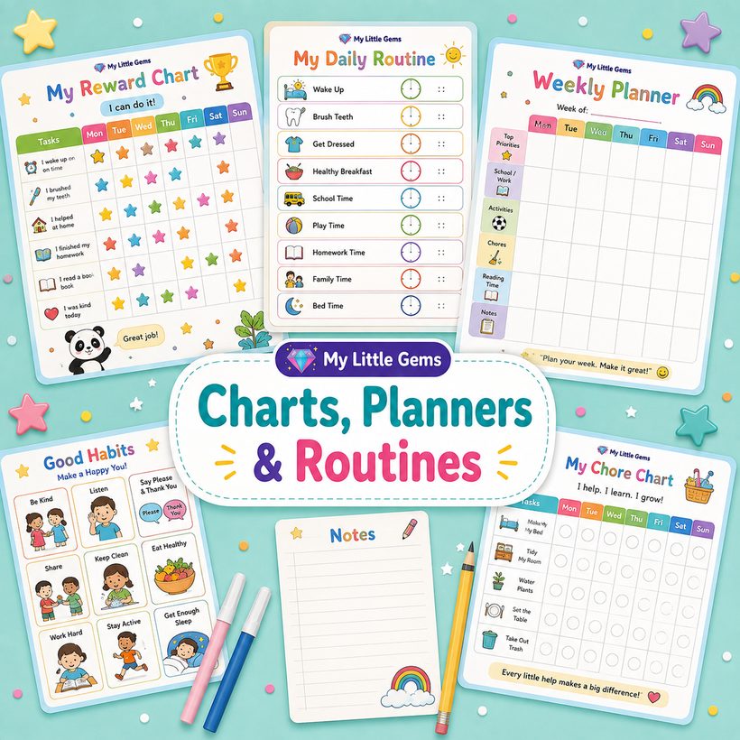 Charts, Planners &amp; Routines Pack – printable worksheets PDF