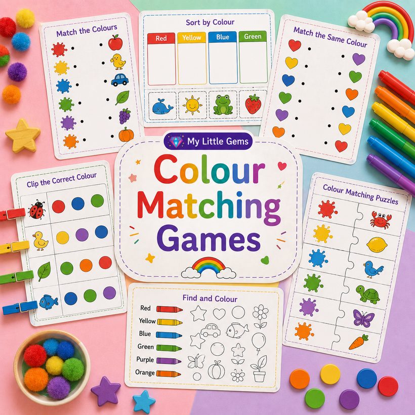 Colour Matching Games – printable worksheets PDF