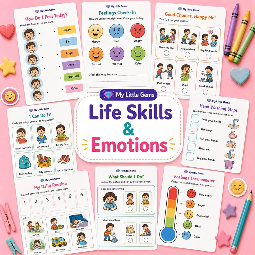 Life Skills &amp; Emotions Pack – printable worksheets PDF