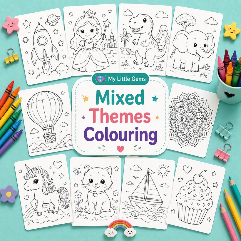 Mixed Themes Colouring – printable worksheets PDF