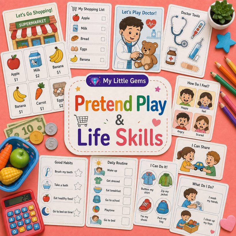 Pretend Play &amp; Life Skills – printable worksheets PDF