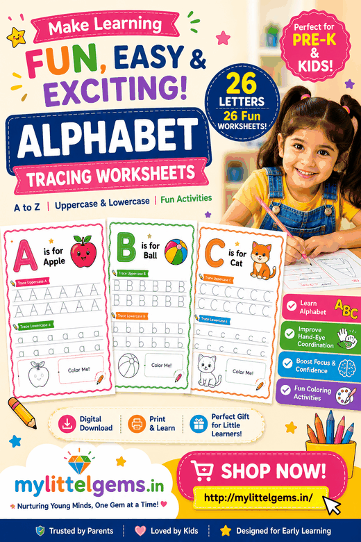 Alphabet A–Z worksheets from Early Learners Activity Pack