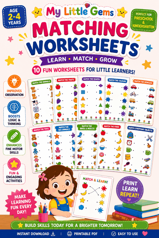 Matching worksheets from Early Learners Activity Pack