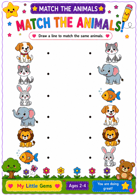 Early learner matching worksheet