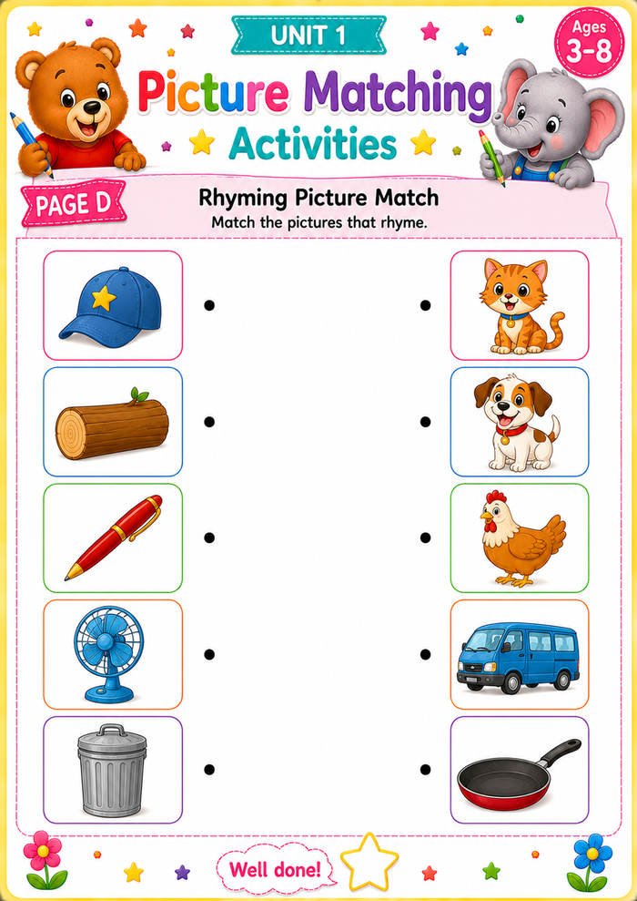 Picture matching phonics activity